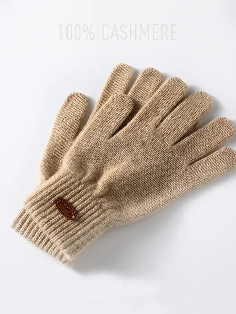 Frauen 100% Echtes Kaschmir Strickhandschuhe – Klassische Fäustlinge für Herbst und Winter