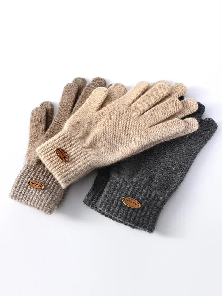 Frauen 100% Echtes Kaschmir Strickhandschuhe – Klassische Fäustlinge für Herbst und Winter