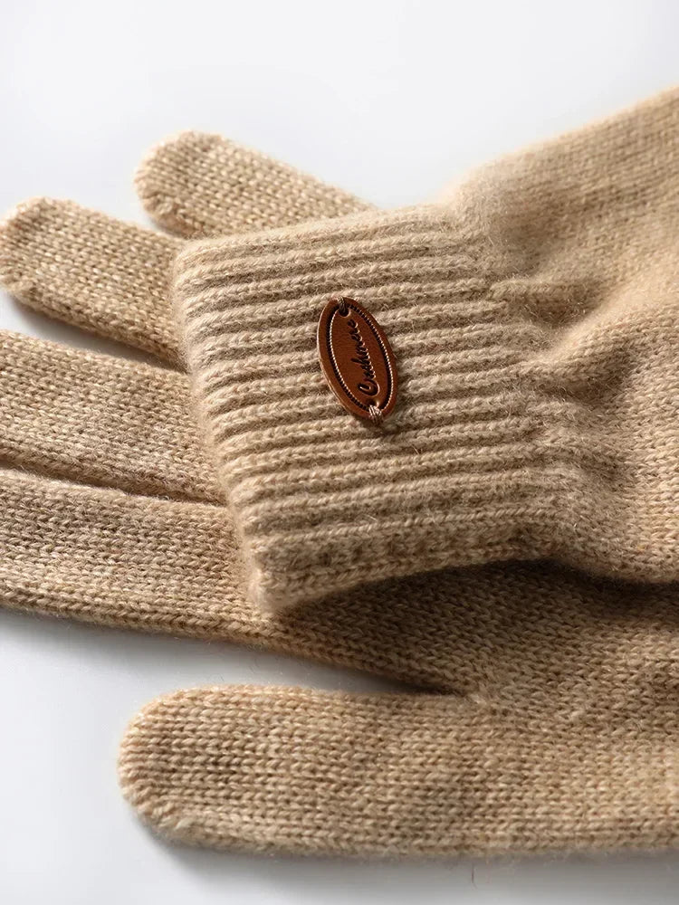 Frauen 100% Echtes Kaschmir Strickhandschuhe – Klassische Fäustlinge für Herbst und Winter